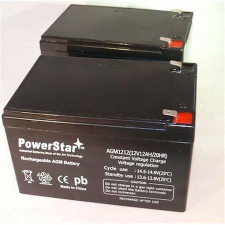Powerstar PowerStar AGM1212-2Pack-53 12V 12Ah Batteries For Pride Mobility Go Go Scooter AGM1212-2Pack-53